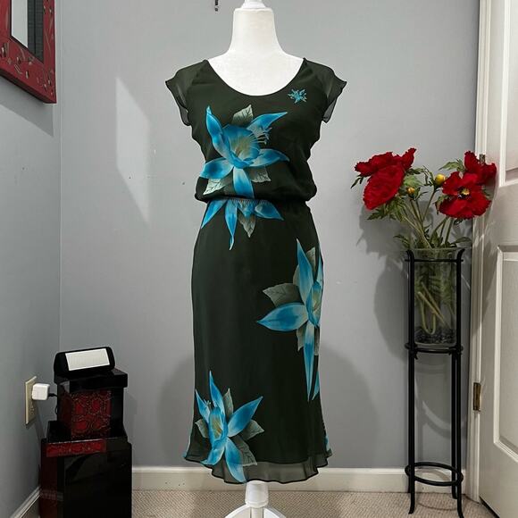 NEW Banana Republic Silk Tropical Flower Longline Midi Skirt Semi Sheer Top XS/S - Picture 6 of 16